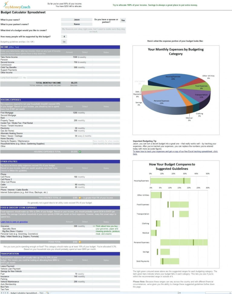 Wondrous Free Simple Household Budget Worksheet Home Family