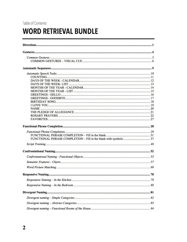 Printable Aphasia Worksheets