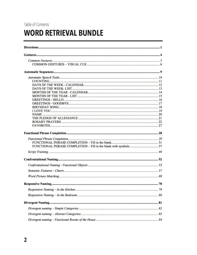 Word Retrieval Worksheets Bundle