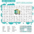 Word Search Puzzle Vector Game About City Buildings Worksheet