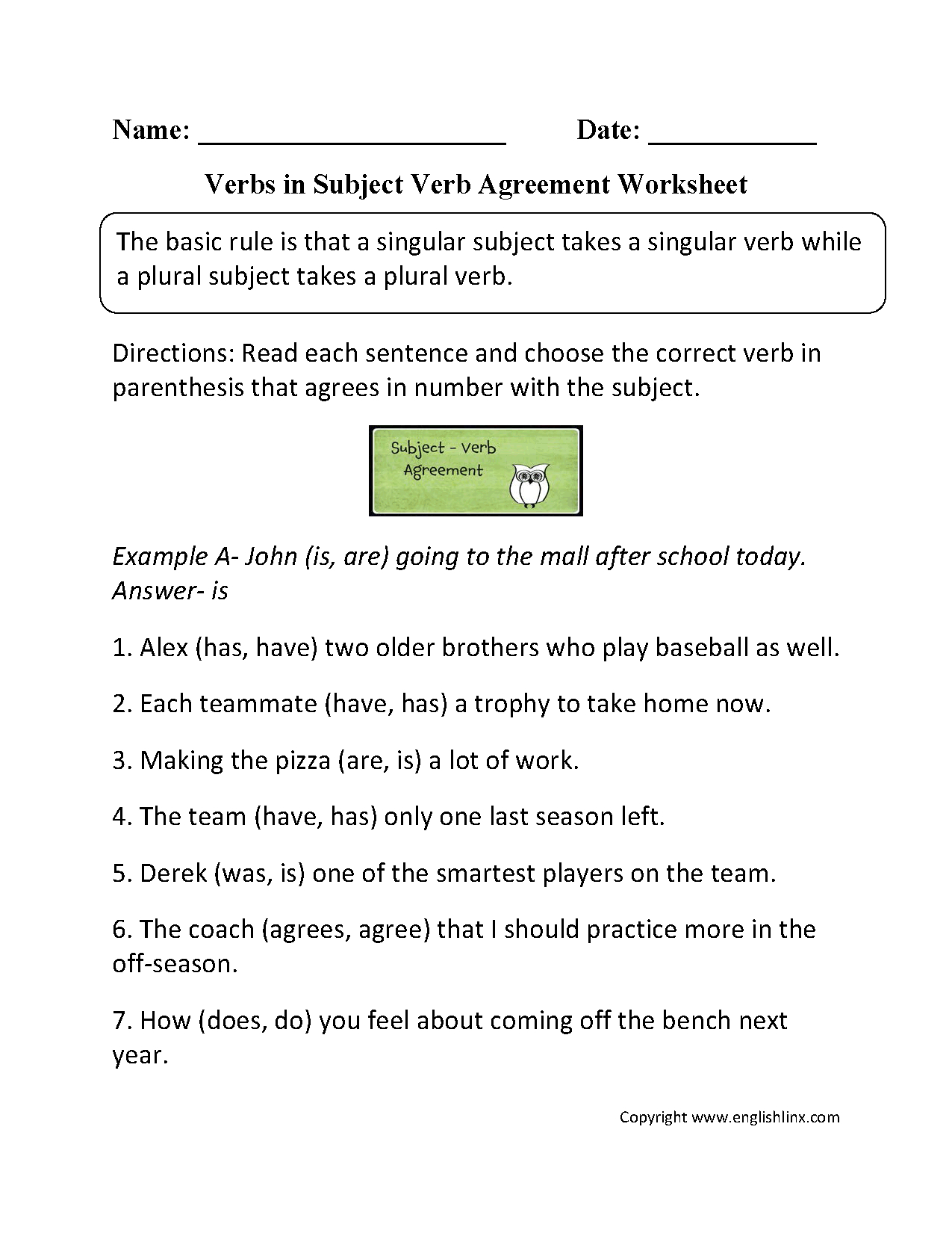 Word Usage Worksheets Subject Verb Agreement Worksheets — Db 6705