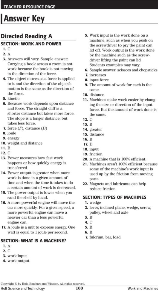 Work And Machines Worksheet  Yooob