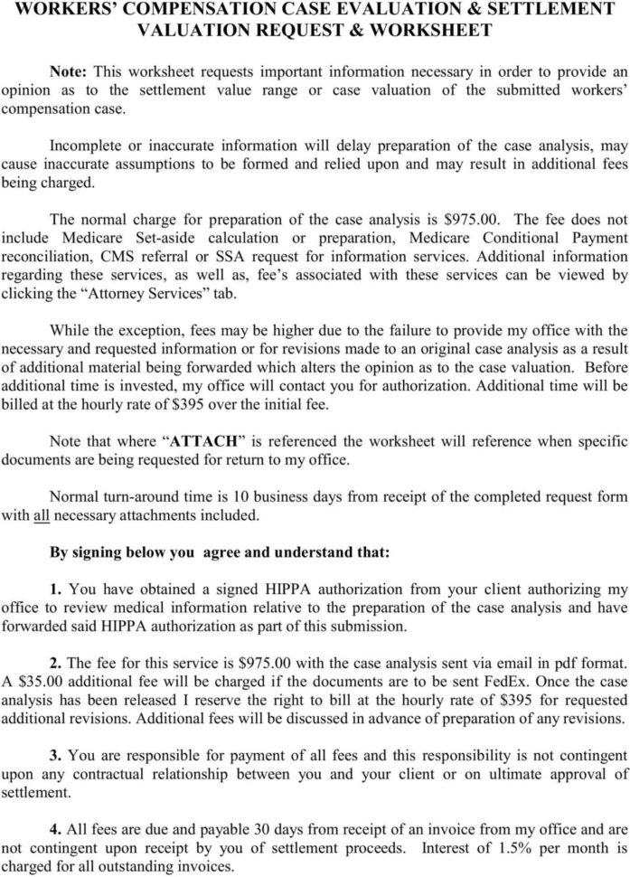 Workers Compensation Case Evaluation  Settlement Valuation