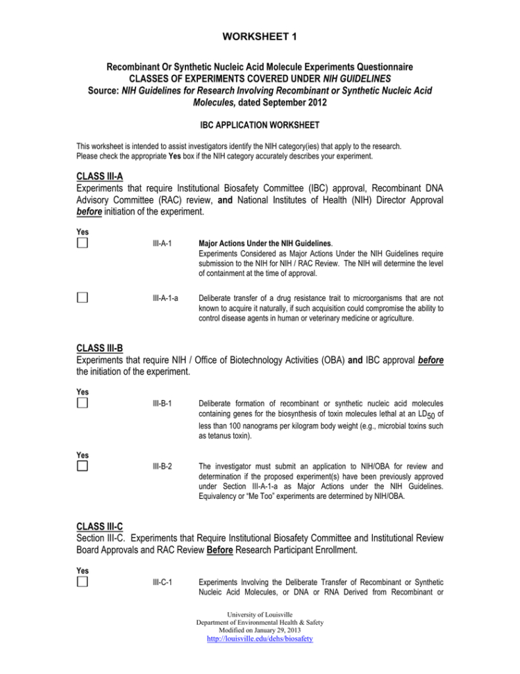 Worksheet 1 Recombinant Or Synthetic Nucleic Acid Molecule