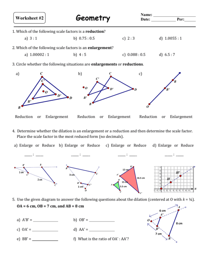 Dilations And Scale Factor Worksheet