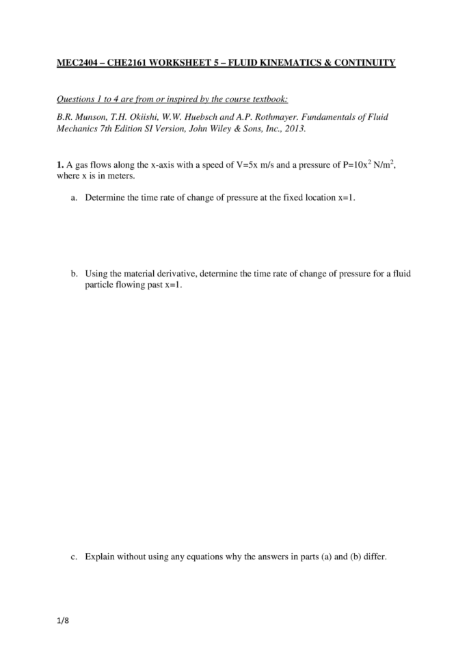 Worksheet 5  Kinematics And Continuity 24 July 2017