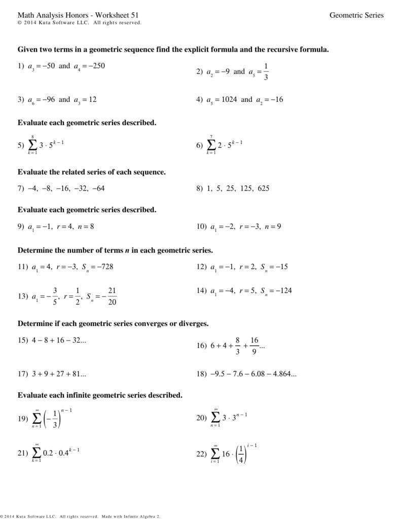 geometric sequence worksheet answers