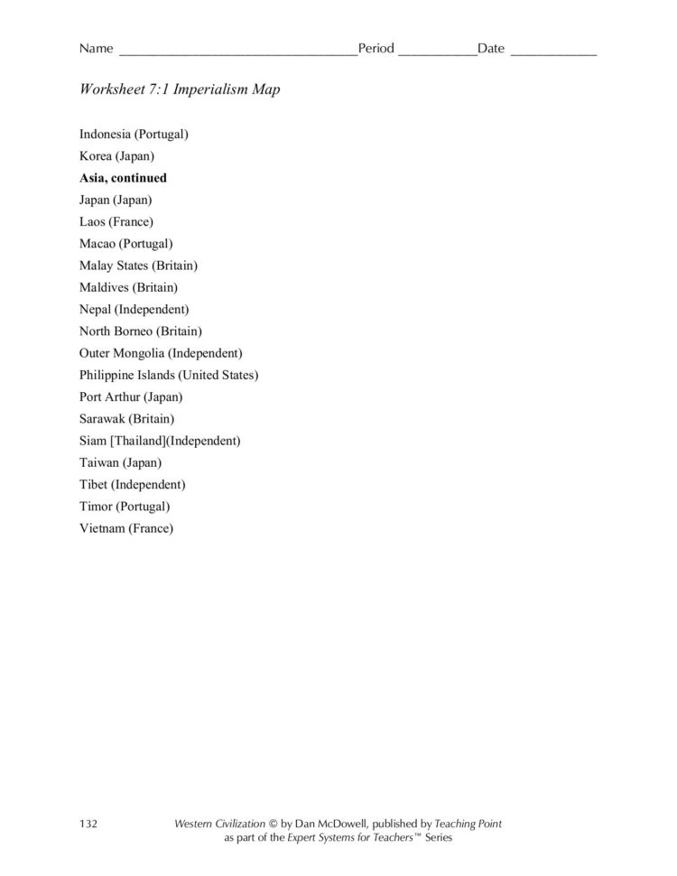 Worksheet 71 Imperialism Map  Wohs Portal  Home Page Pages 1  7