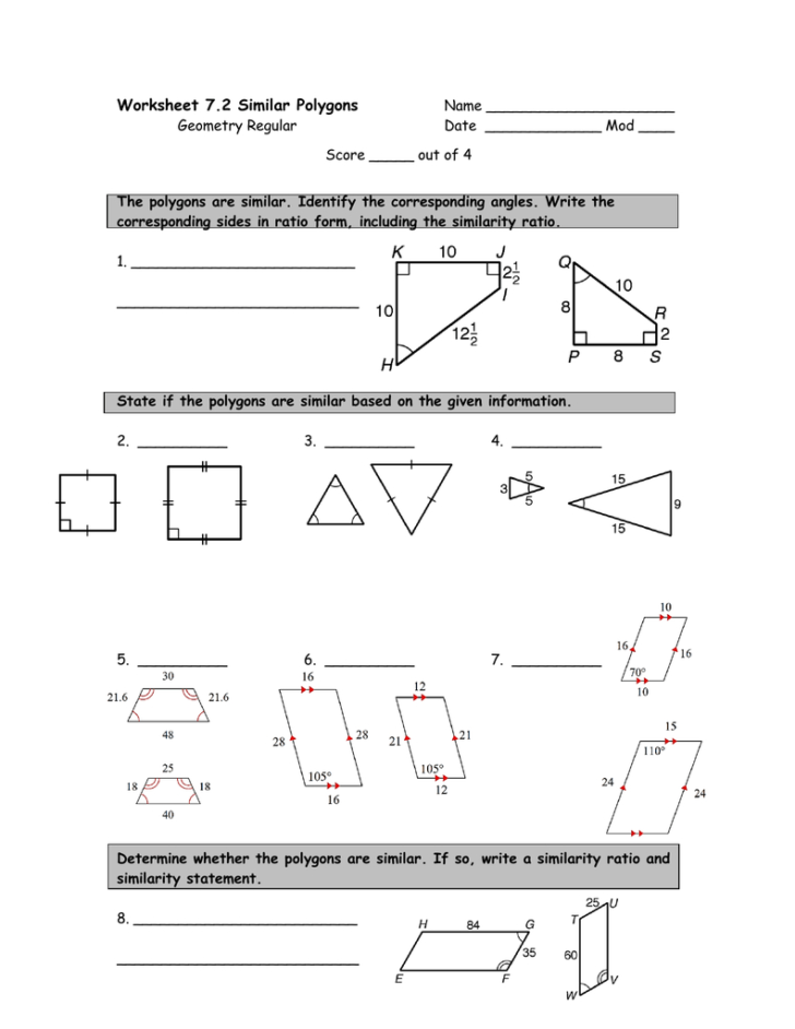 Similar Polygons Worksheet Answers — db-excel.com