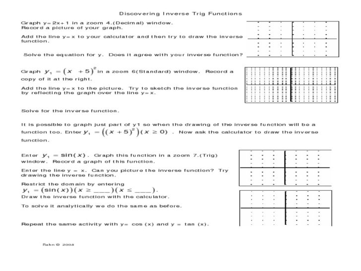 Inverse Functions Worksheet With Answers