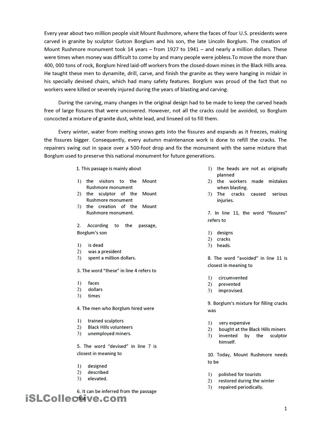 Worksheet 7Th Grade Reading Comprehension Worksheets