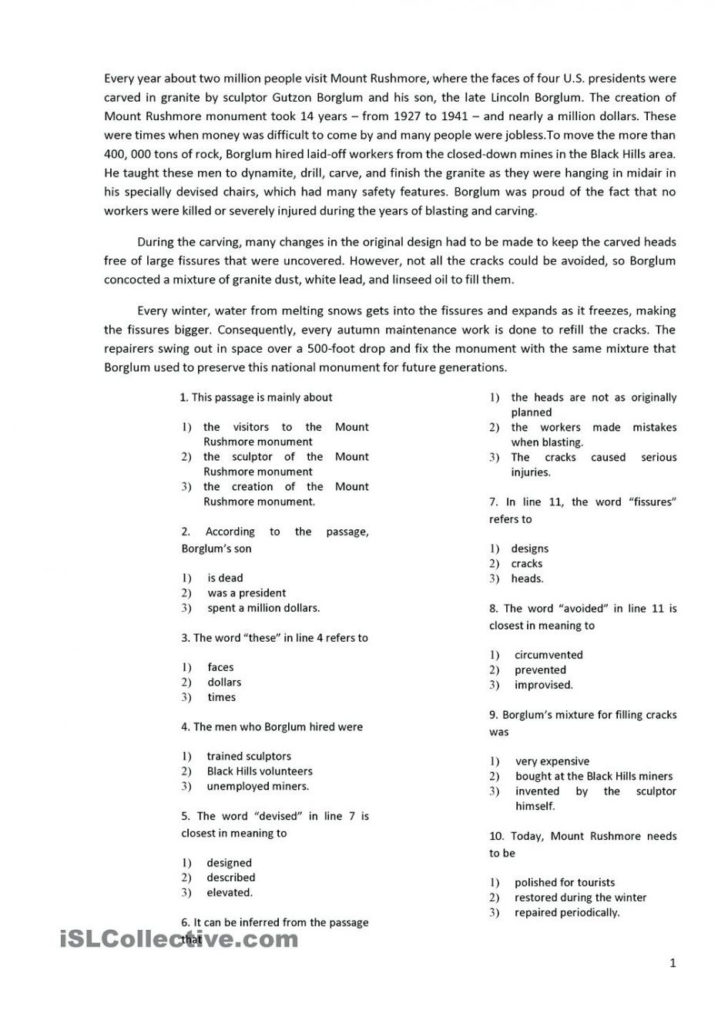 4Th Grade Reading Comprehension Worksheets Pdf
