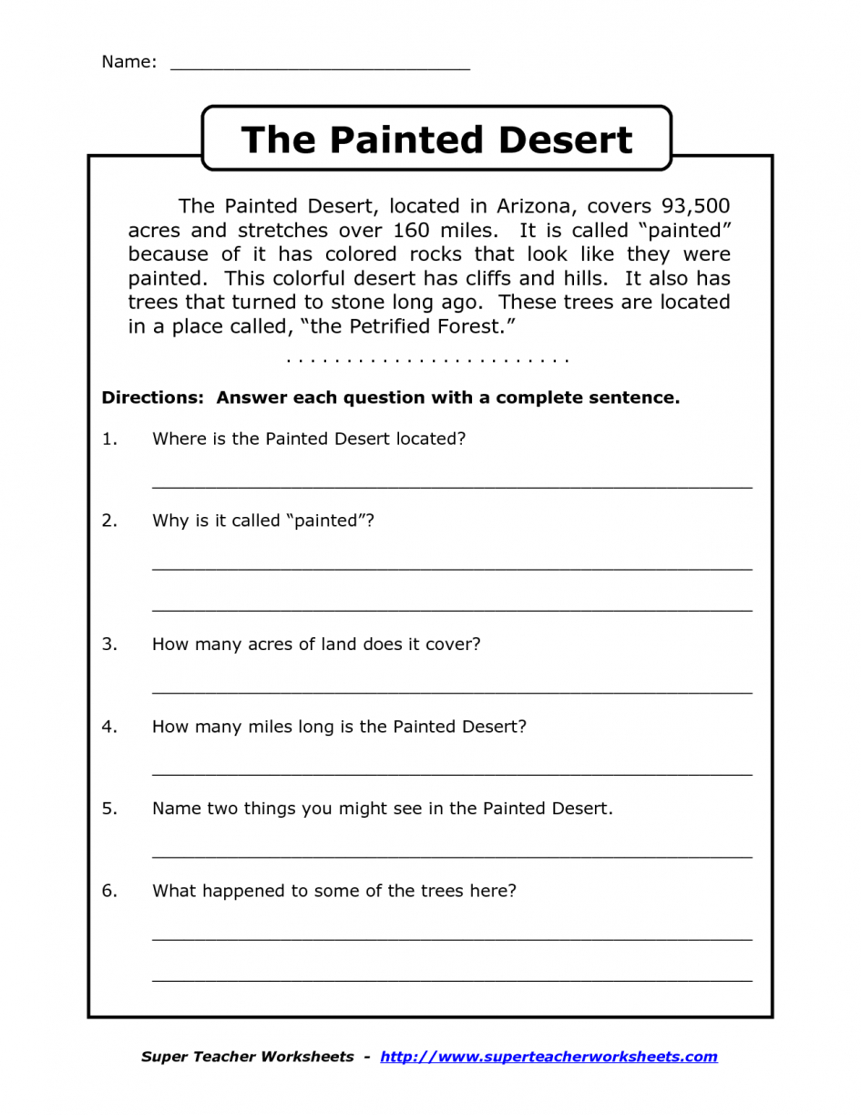 Reading Comprehension Worksheets 7Th Grade Db excel