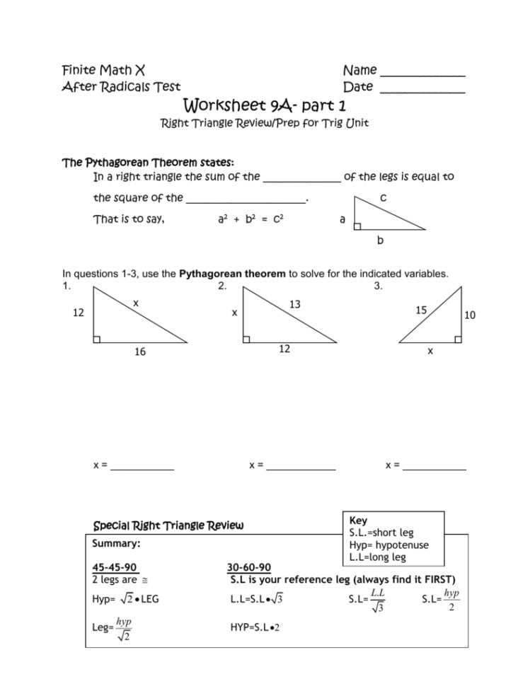 Worksheet 9A Part 2