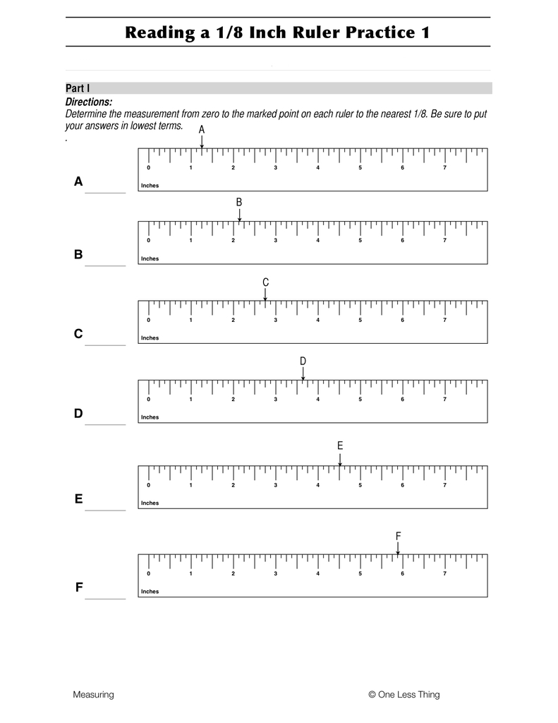 Worksheet  Accurately Reading A Tape Measure Tape With