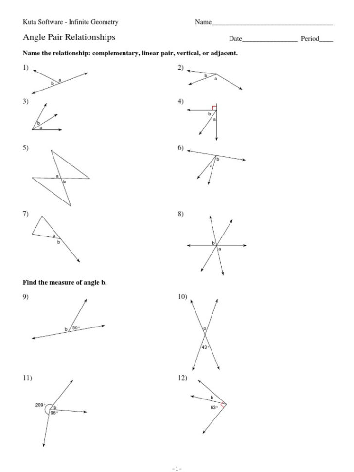 Worksheet Angle Relationships Worksheets Complementary