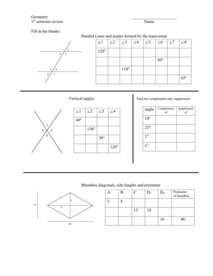 Angle Relationships Worksheet Answers