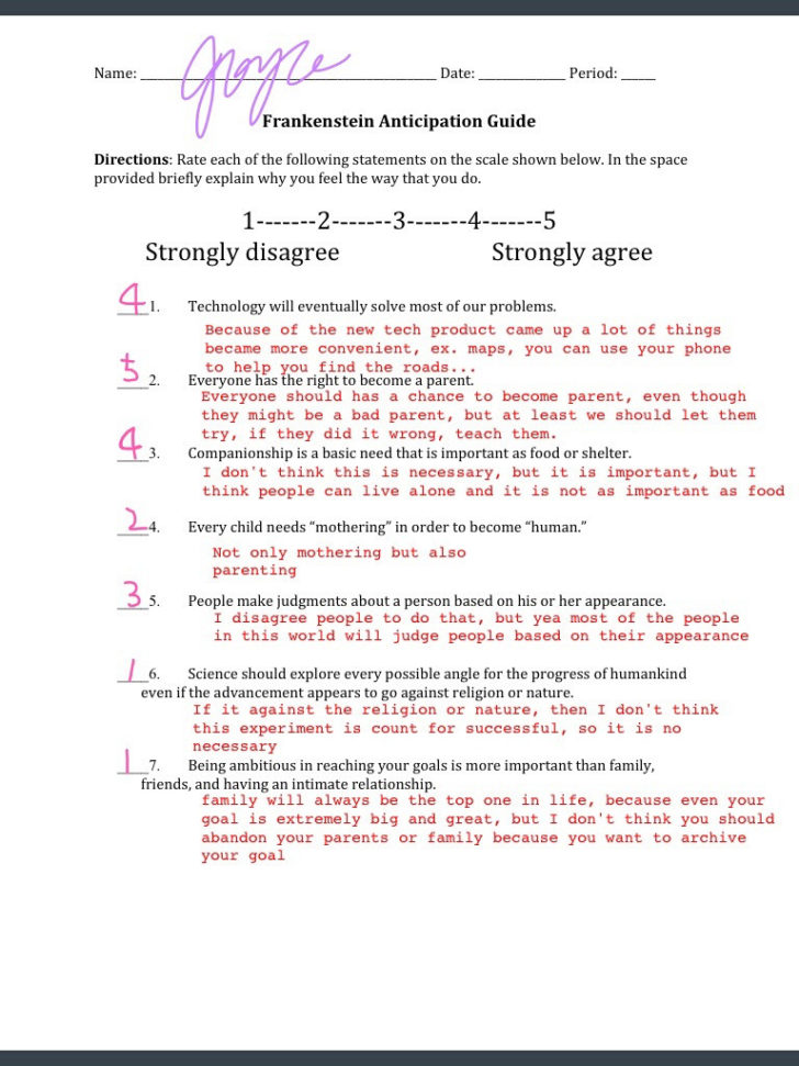 Anticipation Guide Worksheet Answers — Db-excel.com