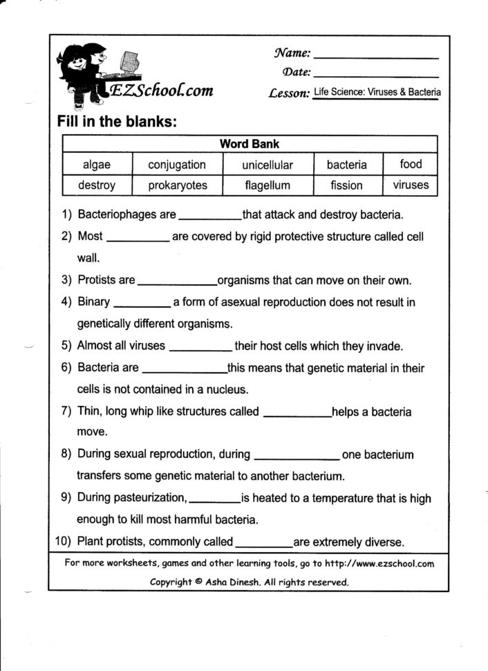 Worksheet Bacteria Worksheet Diseases Causedbacteria