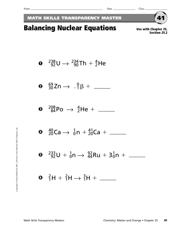 Worksheet Balancing Nuclear Equations Worksheet G