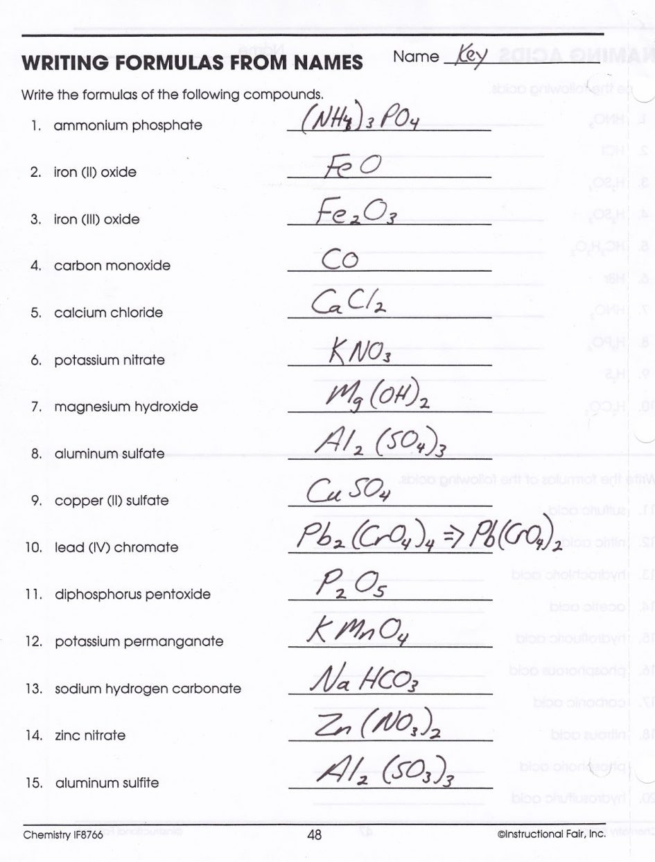 Worksheet Chemical Formula Writing Worksheet Chemical