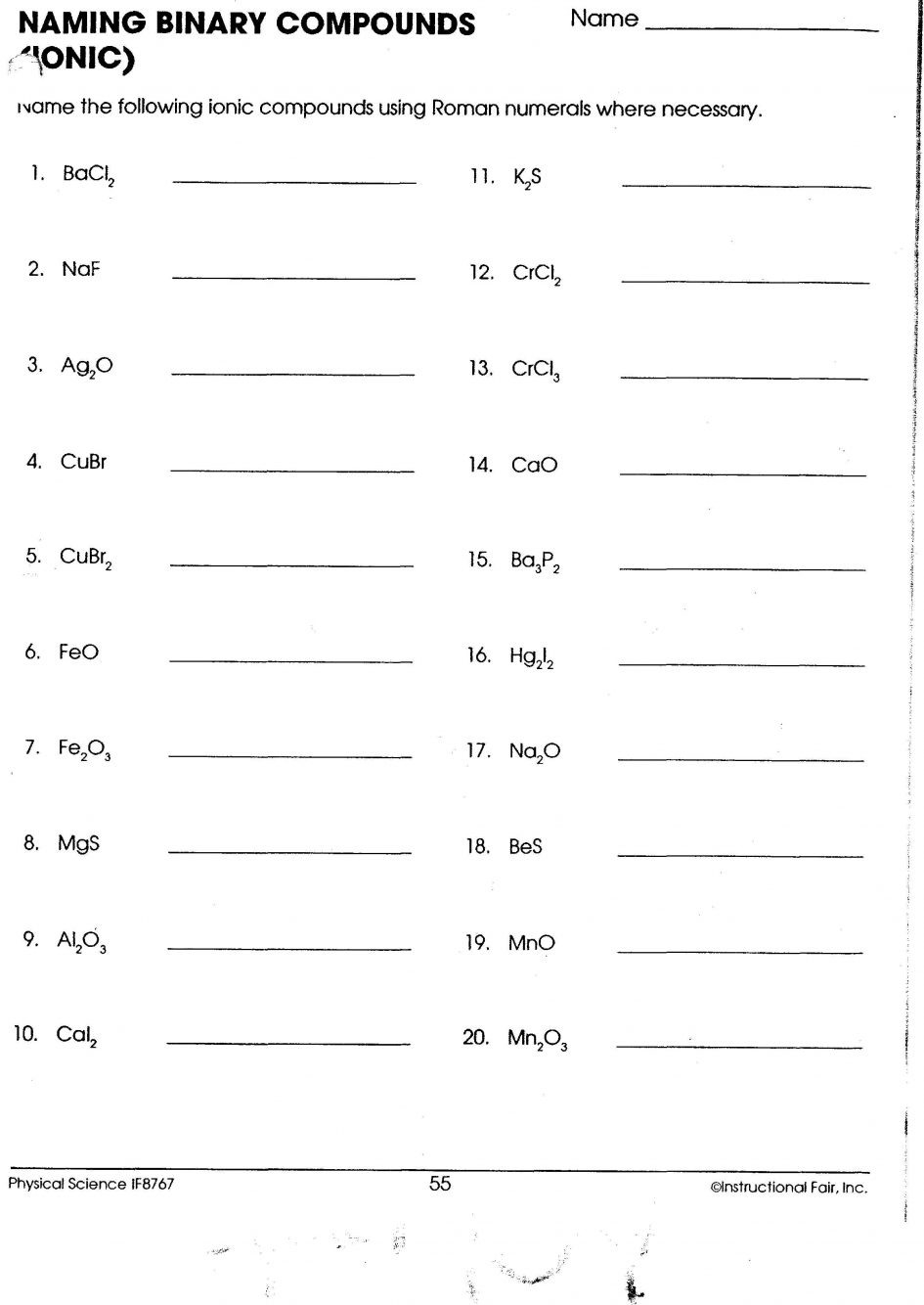 worksheet 19 writing and naming formulas