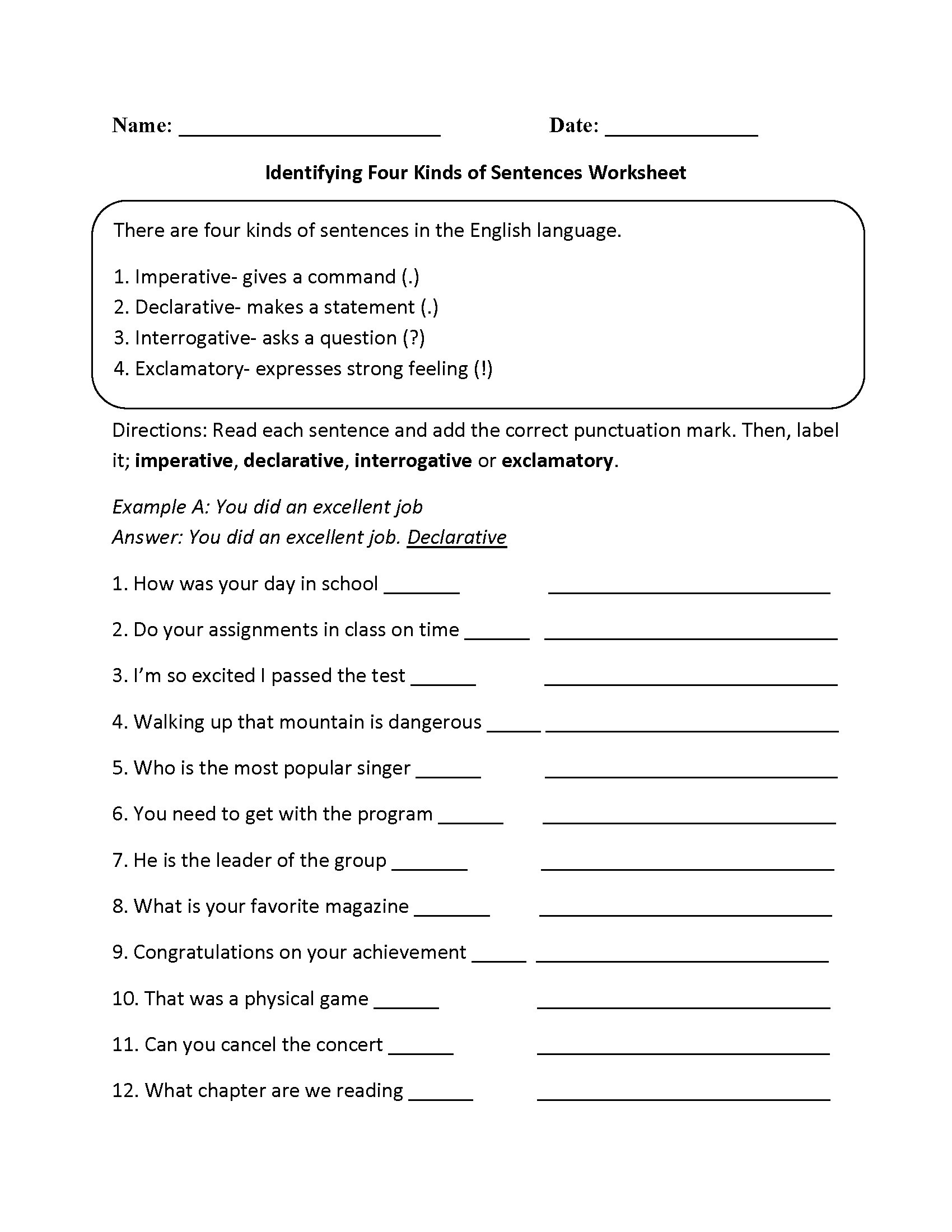 Fixing Sentences Worksheets 5th Grade