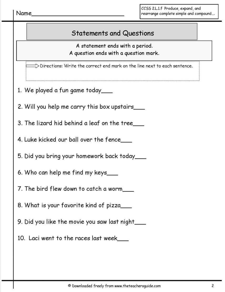 Complete Sentences Worksheets Esl