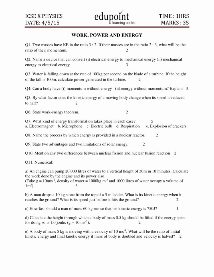 Worksheet Energy Transformation Worksheet Energy Worksheet Energy Transformation Worksheet Energy
