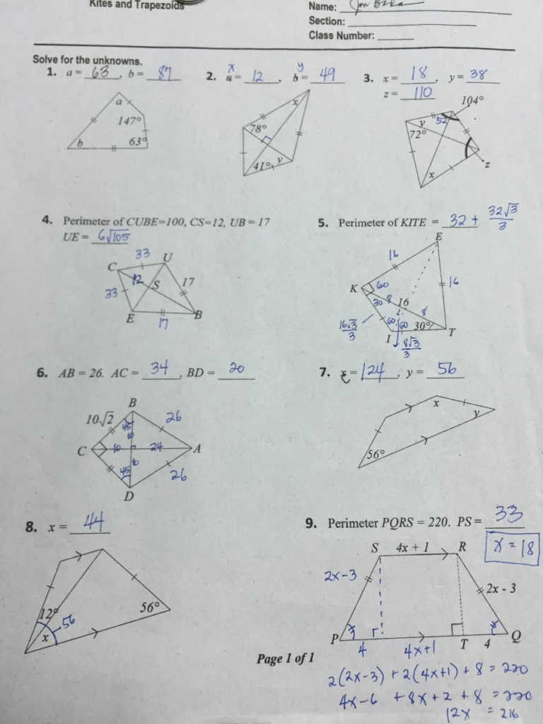 Angle Sum Theorem Free Worksheets