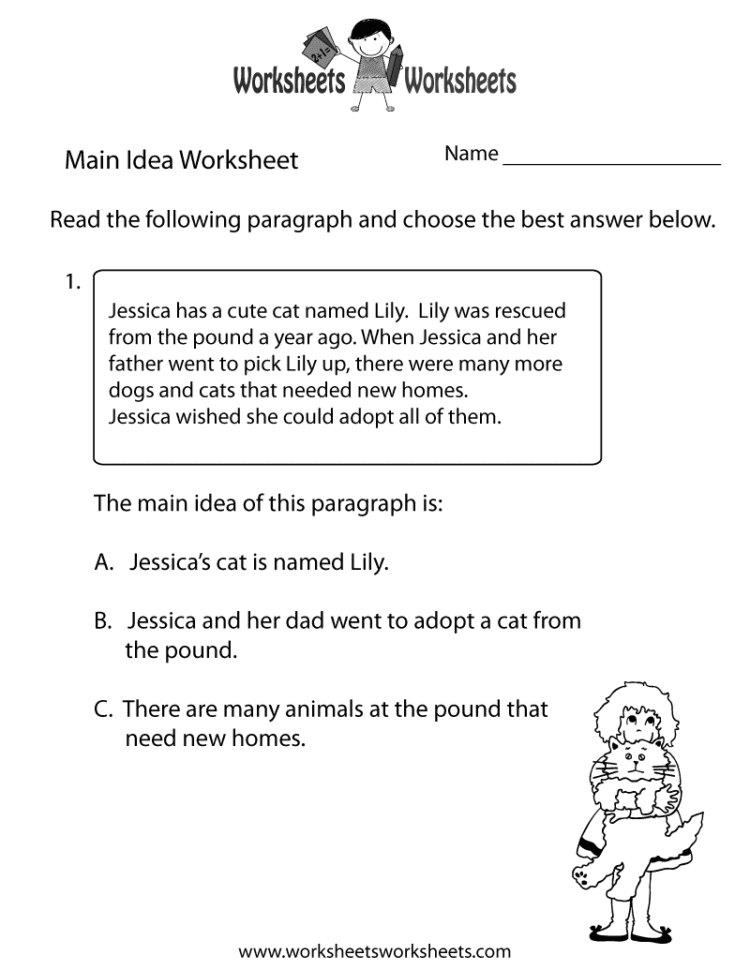 Worksheet Finding The Main Idea Worksheets Printable Th