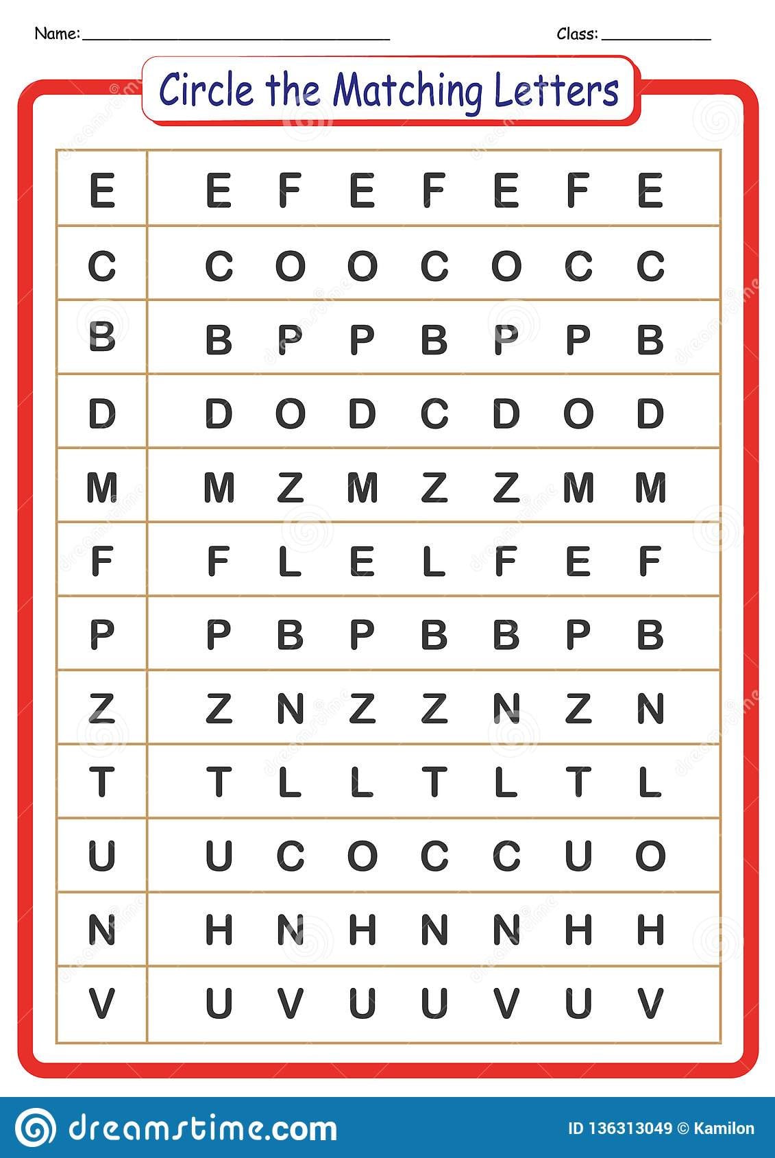 Worksheet For Kids Circle The Letters That Match The Ft — db-excel.com