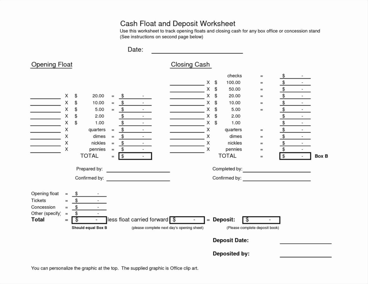 Cash Counting Worksheet — Db 1614