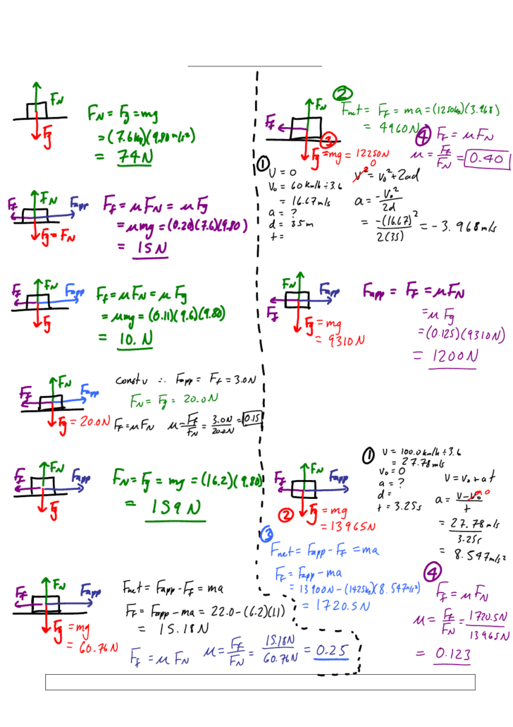 Friction Worksheet Answers