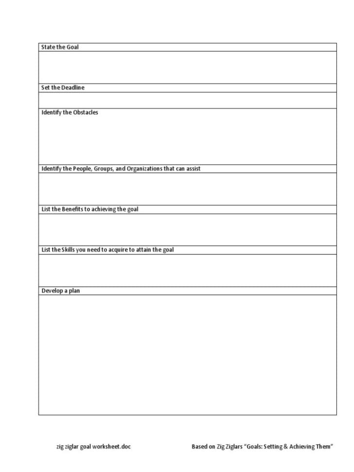 Worksheet Goal Planning Worksheet Zig Ziglar Goal Setting