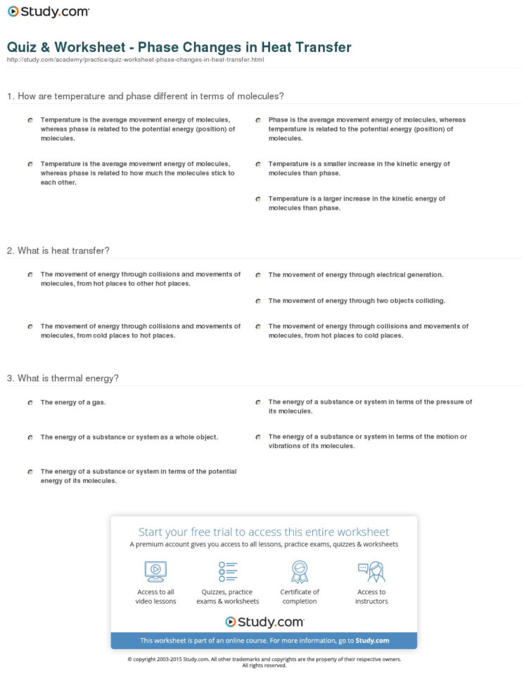 Worksheet Heat Transfer Worksheet Quiz Worksheet Phase