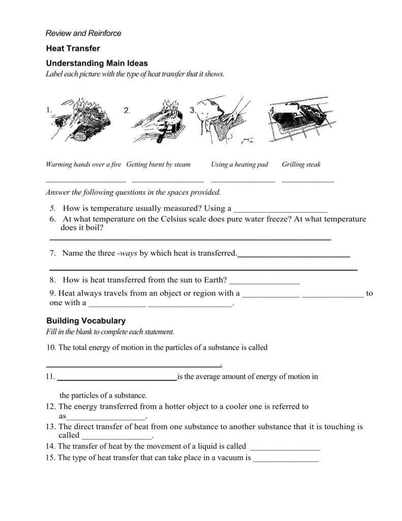 Heat Transfer Worksheet 5th Grade