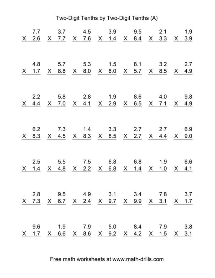 4Th Grade Two Digit Multiplication Worksheets