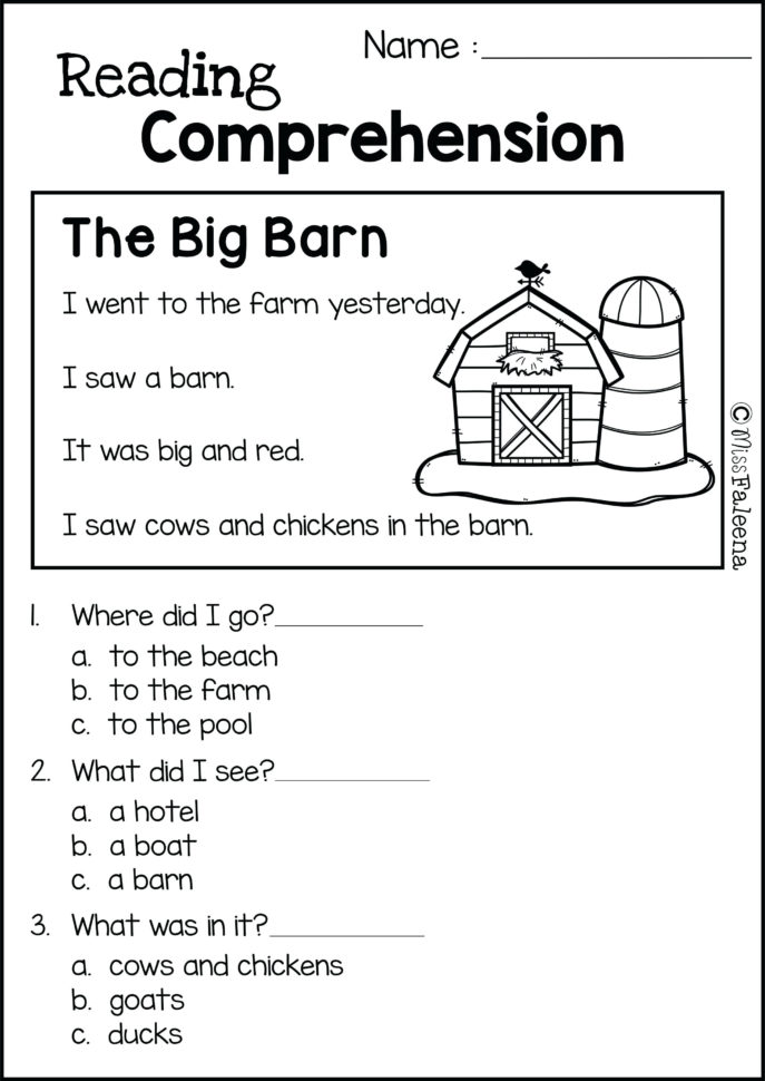 Worksheet Ideas  36 Kindergarten Reading Comprehension