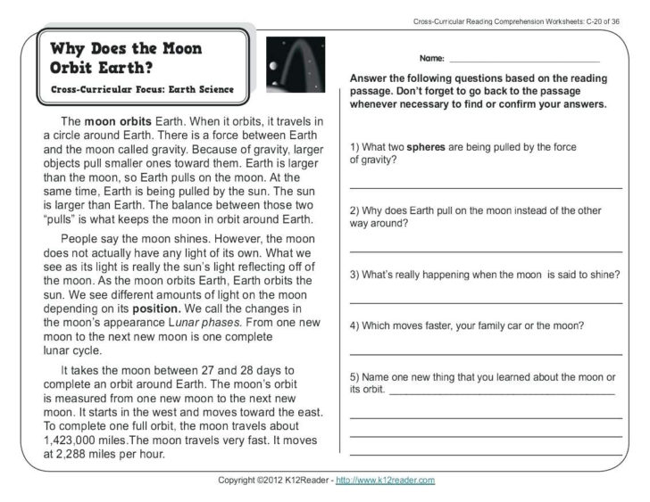 6Th Grade Reading Comprehension Worksheets Pdf