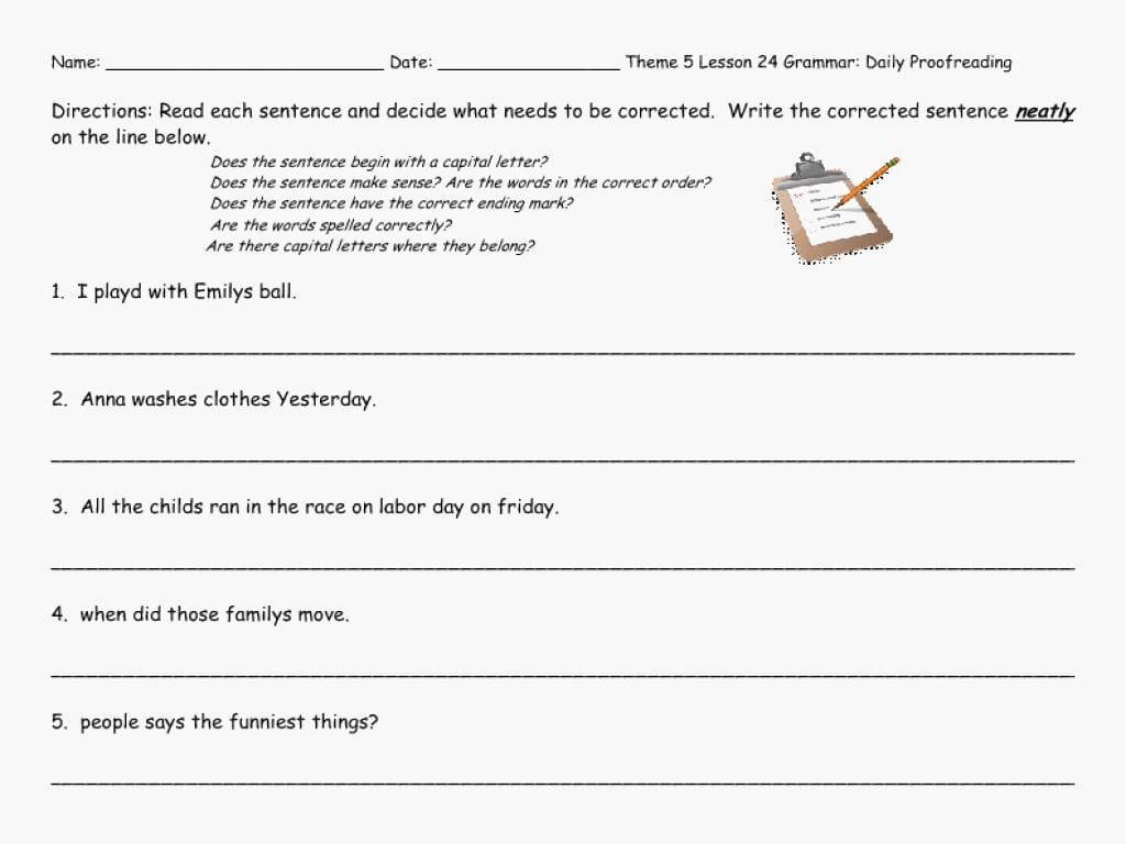 Worksheet Ideas  6Th Grade Editing Practice Revising