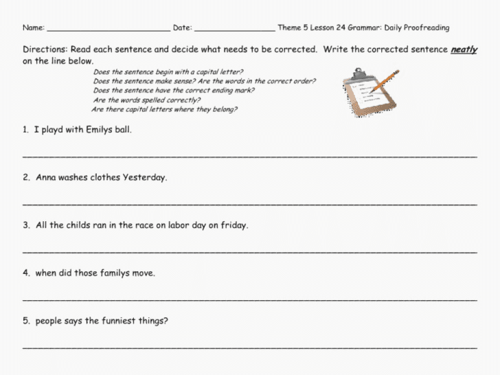 Worksheet Ideas 6Th Grade Editing Practice Revising — db-excel.com