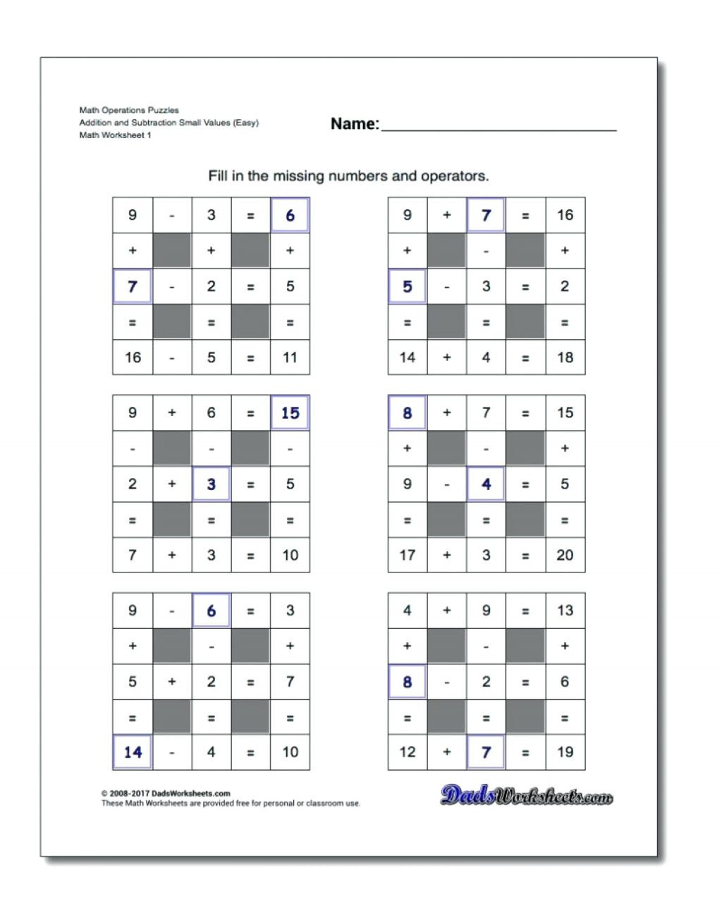 Math Puzzles Brain Teasers Worksheets