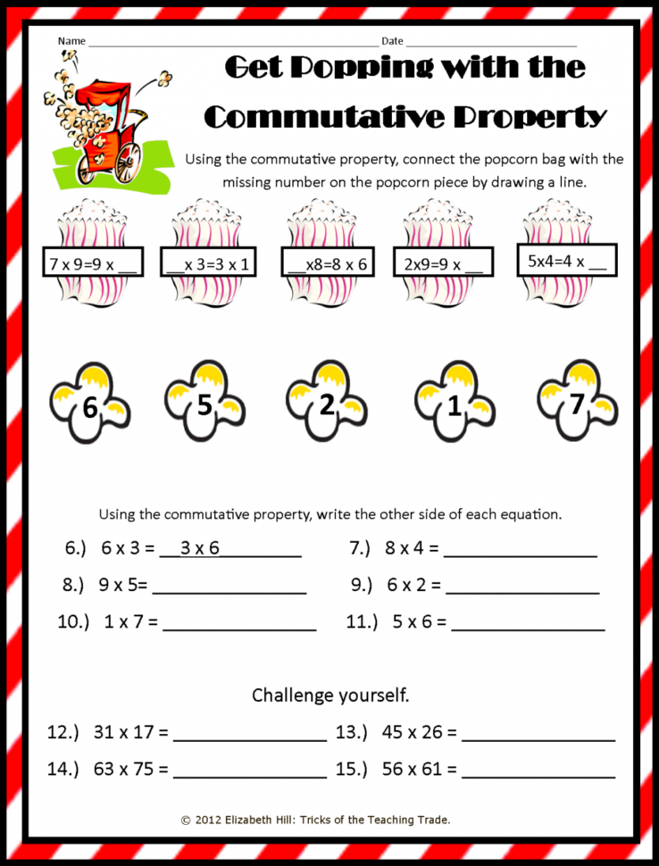 Worksheet Ideas  Commutative Property Of Multiplication Worksheet Ideas  Commutative Property Of Multiplication