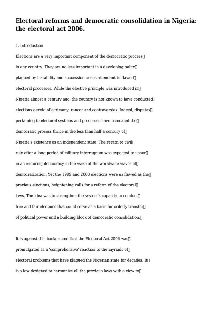 The Electoral Process Worksheet