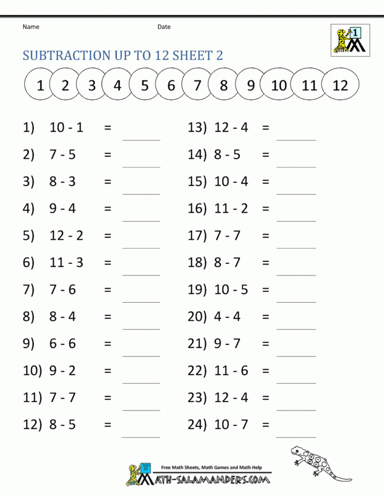Worksheet Ideas  Math Subtraction Worksheets 1St Grade