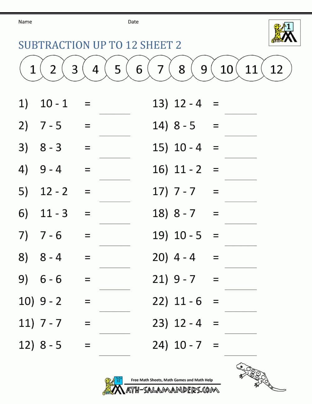 Worksheet Ideas  Math Subtraction Worksheets 1St Grade