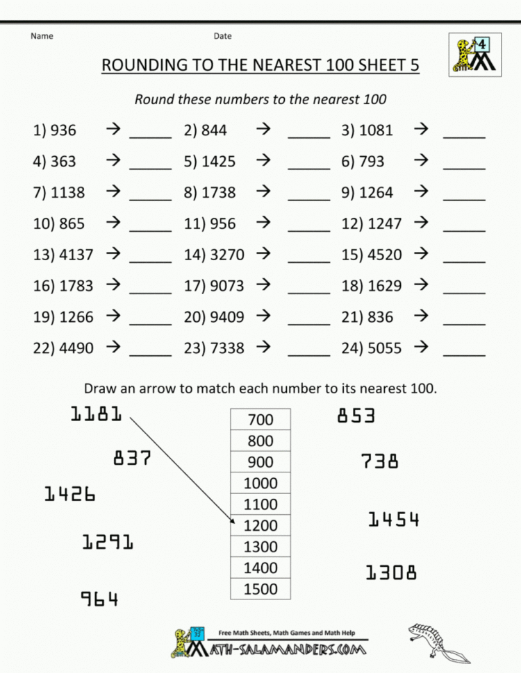 Worksheet Ideas  Rounding Worksheets 4Th Grade Math
