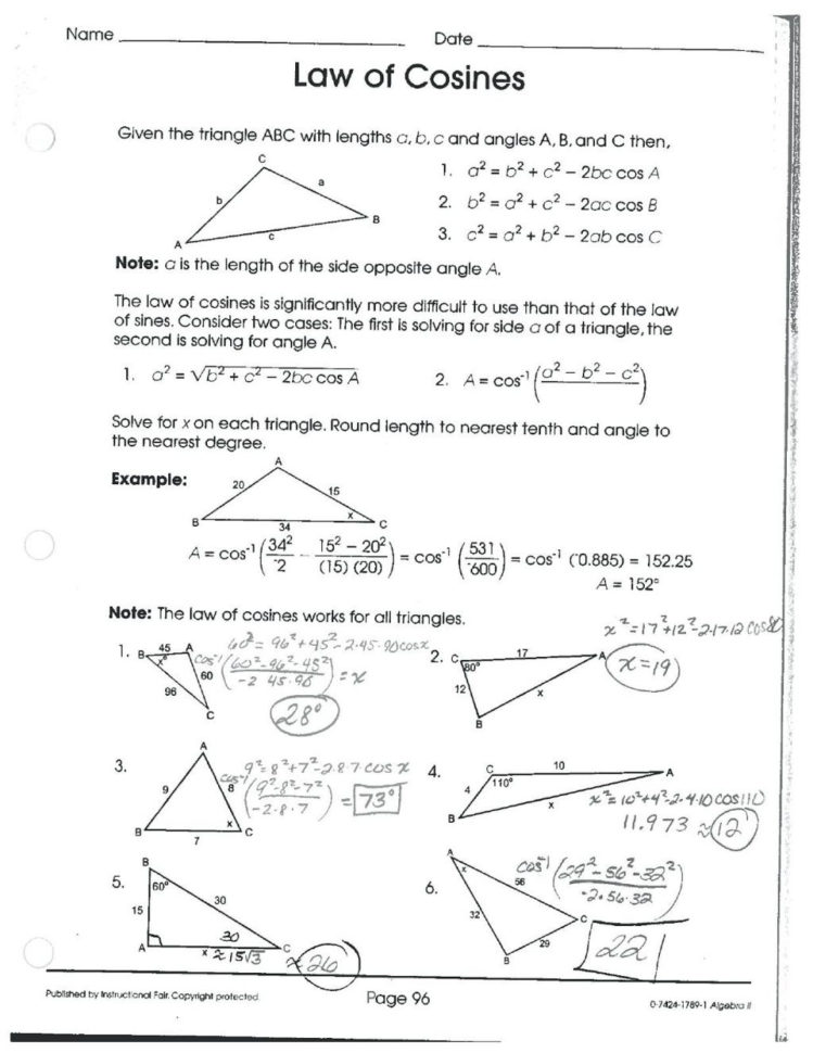 Worksheet Ideas  The Lawf Sines Worksheet Math Print
