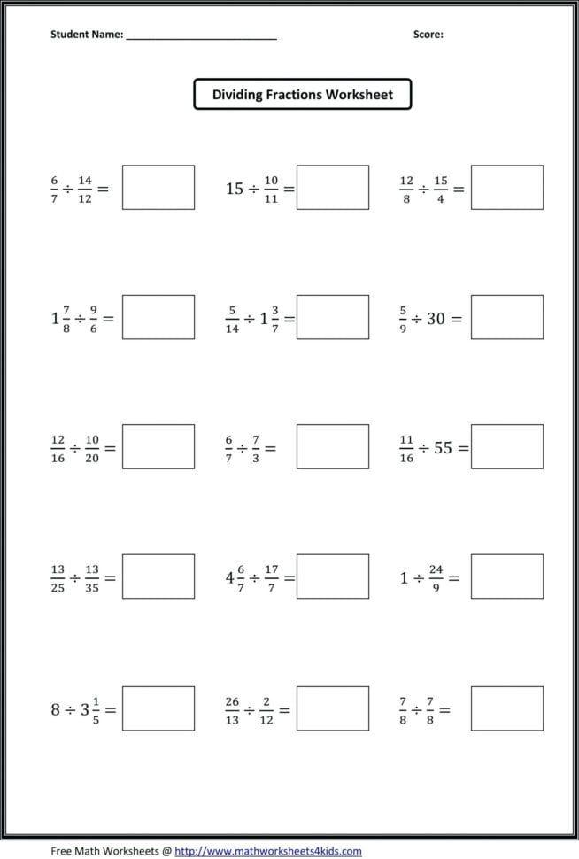 Multiplication And Division Of Fractions Worksheet
